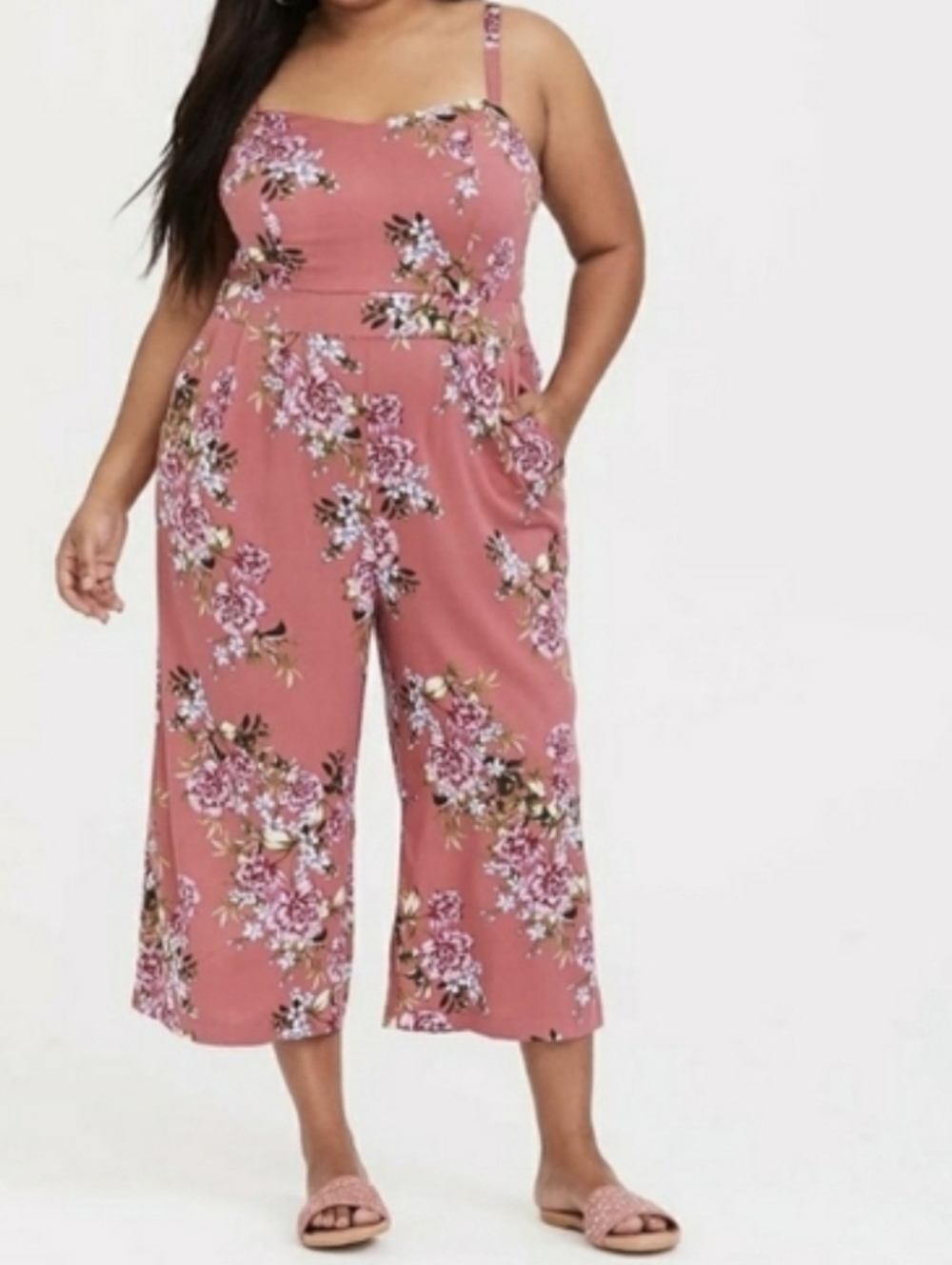 NEW TORRID PINK FLORAL JUMPSUIT ..SIZE:0